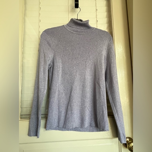 Chico's lilac purple mist shimmer metallic silver turtleneck sweater top - Picture 10 of 13